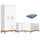 Ver imagem 1 de Quarto de Bebê Flip com Cômoda Gaveteiro Branco Acetinado com Colchão Ortobom - Reller