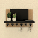 Ver imagem 2 de Porta Chaves e Carteira em Mdf Preto e Amadeirado