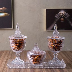 Bomboniere Potiche de Cristal Baleiro com Pé e Tampa Dublin Lyor Decorativo Transparente - 5