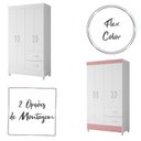 Ver imagem 2 de Guarda Roupa Mobi 4 Portas 2 Gavetas Branco Fosco/Rosa