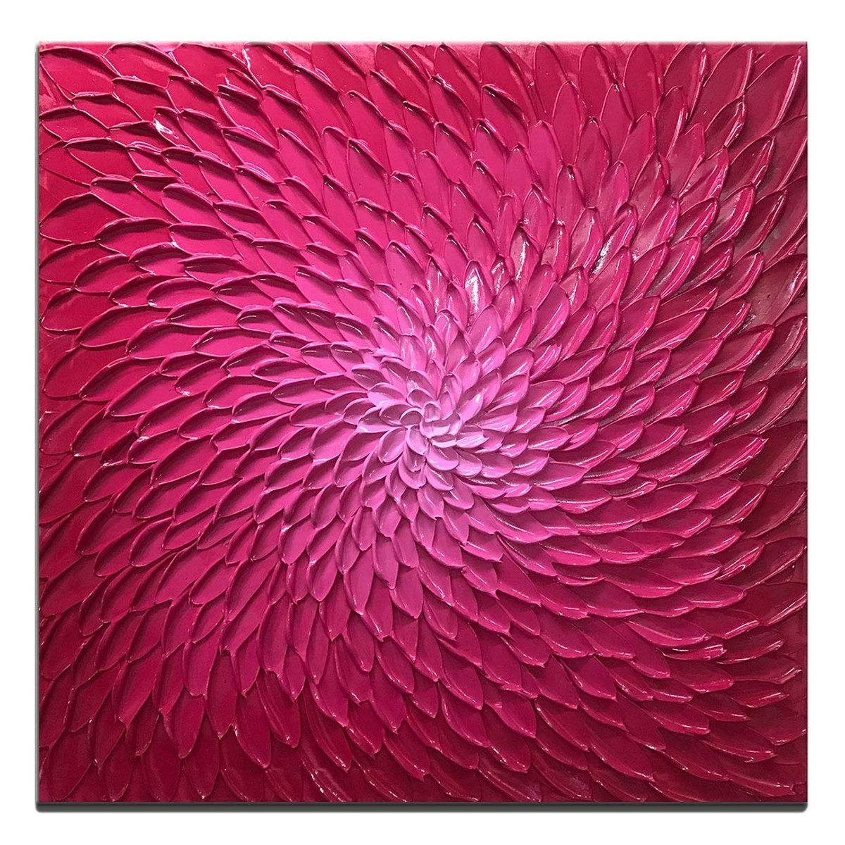 Quadro Pintura Tela branco local óleo quadrado rosa 5373: 150cm (A) x 150cm (L) - 2