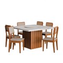 Ver imagem 1 de Conjunto Sala de Jantar Amsterdã New com Mesa Tampo Giratório 6 Cadeiras Santiago Madeirado/Off