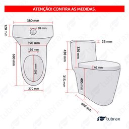 Vaso Sanitário Monobloco Completo - Caixa Acoplada Privada VAB0026 Tubrax - 5 Vaso Sanitário Monobloco Completo - Caixa Acoplada Privada VAB0026 Tubrax - 5