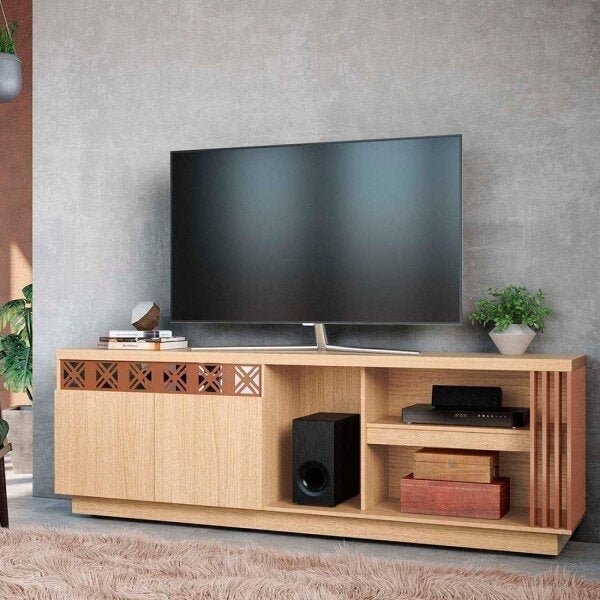 Rack para TV até 70 Polegadas 2 Portas com Espelho Astúrias Colibri ...