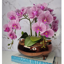 Ver imagem 2 de Arranjo Com 4 Orquídeas Violeta Vaso Cobre 28cm