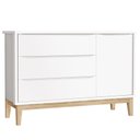 Ver imagem 4 de Cômoda com Porta e Guarda Roupa Infantil 2 Portas New Classic Branco com Pés Madeira Natural – Relle