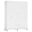 Ver imagem 3 de Cômoda Gaveteiro e Guarda Roupa 6 Portas Baby Kids Branco Brilho – Incorplac