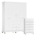Ver imagem 1 de Cômoda Gaveteiro e Guarda Roupa 6 Portas Baby Kids Branco Brilho – Incorplac