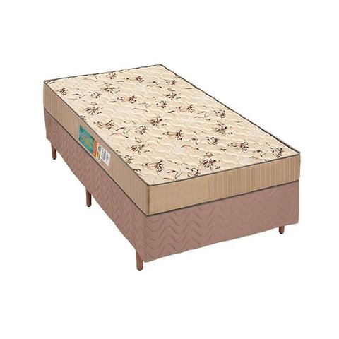 Cama Box Solteiro: Colchão Espuma Polar D45 Pérola + Base CRC Rústico Clean(88x188)