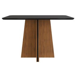 Mesa de Jantar Retangular Tampo Chanfrado Curvo Vanda DJ Móveis Freijó/Preto Brilho - 1