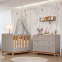 Ver imagem 2 de Jogo de Quarto Infantil Biscoito Cômoda 6 Gavetas e Berço Fendi/nature - Permóbili Baby
