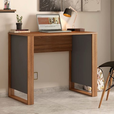 Escrivaninha Bancada Mesa Amendola Grafito Home Office Morada Escritório Demóbile