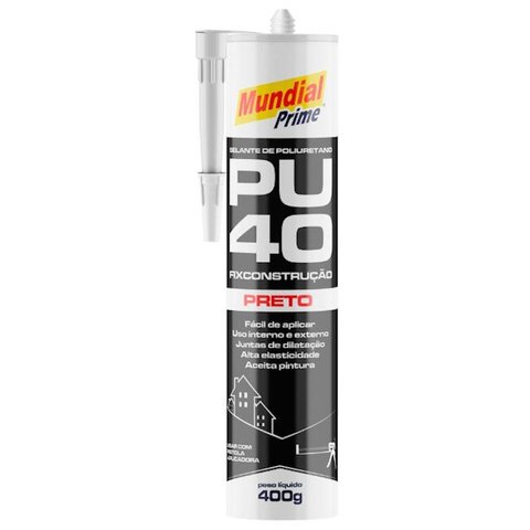PU 40 Selante Poliuretano Mundial Prime Flex 400g Preto