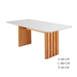 Conjunto Sala de Jantar 6 Cadeiras Noruega com Mesa Atlântico 1,80m - Madeira Maciça Encosto - 8