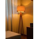 Ver imagem 2 de Luminária Coluna de Piso Chão Áustria em Madeira com Cupula Algodão Cru Decorativa para Sala Quarto