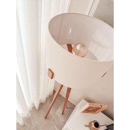 Luminária Coluna de Piso Chão Áustria em Madeira com Cupula Algodão Cru Decorativa para Sala Quarto - 3