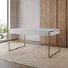 Mesa Industrial Caixote Filadélfia Tampo 120x75 Branco Preto Base Ferro Dourado - 1