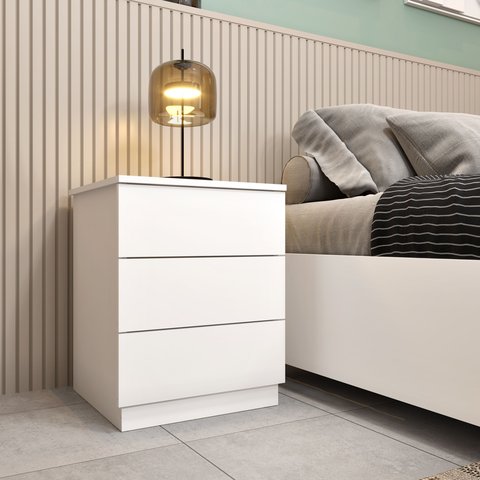 Mesa De Cabeceira 3 Gavetas 45cm Berlim Yescasa Branco