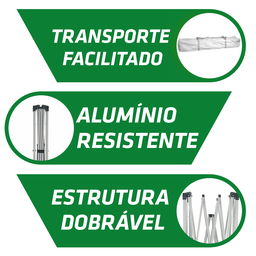 Tenda Articulada Gazebo 3x3m Articulado Alumínio Praia Camping com Bolsa - Branco - 4