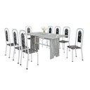 Ver imagem 2 de Conjunto Sala de Jantar com 8 Cadeiras Lara Branco/Preto