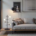 Ver imagem 2 de Abajur Decorativo Fuxico Dourado Preto e Branco - 54cm de Altura