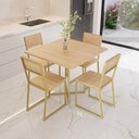 Ver imagem 1 de Conjunto Mesa de Jantar Quadrada 4 Cadeiras Pinus Riviera Industrial Dourado Don Castro Decor Rivier