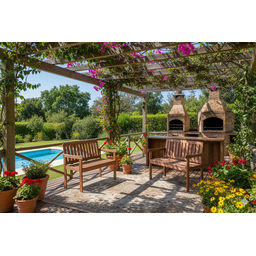 Dupla de Bancos Namoradeira em Madeira Maciça Siror - 2 Dupla de Bancos Namoradeira em Madeira Maciça Siror - 2