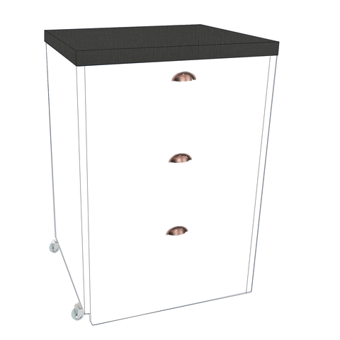 Mesa Multiuso Projeto Camarim Madeirado com Assento Estofado Ébano /branco