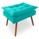 Ver imagem 1 de Puff Opala Pés Palito Sued Azul Turquesa - Kimi Design