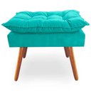 Ver imagem 2 de Puff Opala Pés Palito Sued Azul Turquesa - Kimi Design