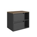 Ver imagem 2 de Gabinete de Banheiro Suspenso 60cm com 2 Nichos 1 Porta Basculante e 1 Gaveta sem Cuba Preto/Mel/Grafite