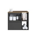 Ver imagem 5 de Gabinete de Banheiro Suspenso 60cm com 2 Nichos 1 Porta Basculante e 1 Gaveta sem Cuba Preto/Mel/Grafite