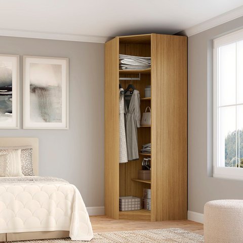 Closet Modulado de Canto 45º sem Portas Altezza Belmax:freijó