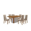 Ver imagem 7 de Conjunto de Jantar Isadora 6 Lugares Tampo MDF Cadeiras Carolina Veludo Creme 180cm Moderna