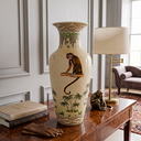 Ver imagem 2 de Vaso Decorativo Cerâmica Craquelada Pintado À Mão Macaco Glicínias 49cm Columbus Gold