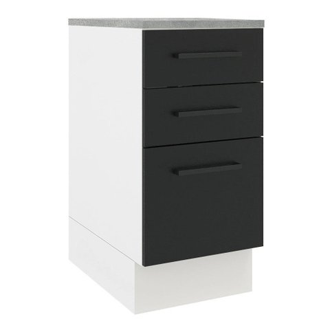 Balcão Madesa Agata 84 x 40cm com 3 Gavetas Branco e Preto