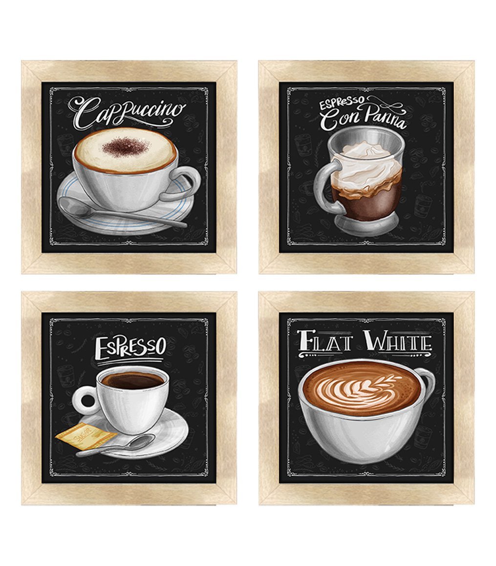 Quadro Decorativo Café Expresso Padaria Cozinha 12x12cm 4 un Arte na Arte moldura Carvalho - 2