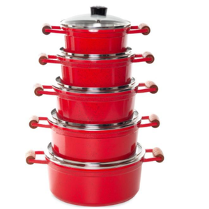 Kit de Caçarolas Box Cava 5 Peças Tampa de Vidro - Vermelho