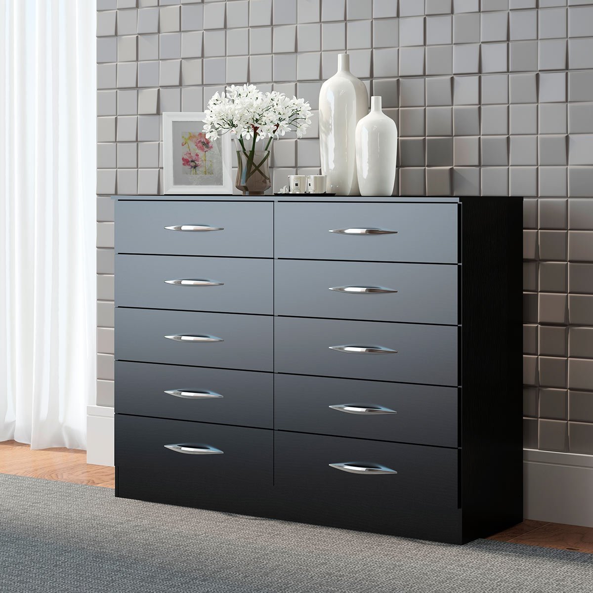 Cômoda para Quarto de Casal 117 x 92 Cm 10 Gavetas MDP Preto - MENU é boa?