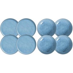 Jogo 4 Pratos Rasos e 4 Pratos Fundos Cerâmica Azul Linhas Breeze Porto Brasil Mesa Posta - 1 Jogo 4 Pratos Rasos e 4 Pratos Fundos Cerâmica Azul Linhas Breeze Porto Brasil Mesa Posta - 1