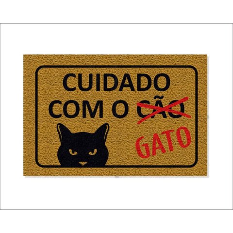 Tapete Capacho Cuidado com o Gato