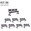 Ver imagem 2 de Kit 08 Cadeiras Longarinas Plásticas 03 Lugares – Cor Preta – 23024