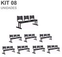 Ver imagem 2 de Kit 08 Cadeiras Longarinas Plásticas 03 Lugares – Cor Preta – 23024
