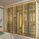 Ver imagem 1 de Guarda-Roupa Casal 6 Portas 6 Portas Reflecta com LED com Pés 100% MDF Lumina Off White