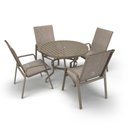 Ver imagem 1 de Mesa 4 Cadeiras Ripado Piscina Alumínio Fendi e Tela Mocca