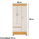 Ver imagem 7 de Guarda Roupa Solteiro Wend 3 Portas 2 Gavetas MDP Cinamomo-Off White Demóbile 80cm