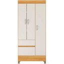 Ver imagem 1 de Guarda Roupa Solteiro Wend 3 Portas 2 Gavetas MDP Cinamomo-Off White Demóbile 80cm