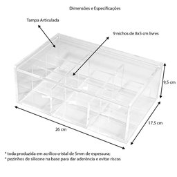 Caixa Acrílico 5mm para Saches de Chá com 9 Nichos Centauri Acrílicos CX-9CH - 5