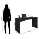 Ver imagem 3 de Mesa para Computador Gávea com Gaveta e Livreiro Office com Portas Grandes Preto Trama - Móveis Leão