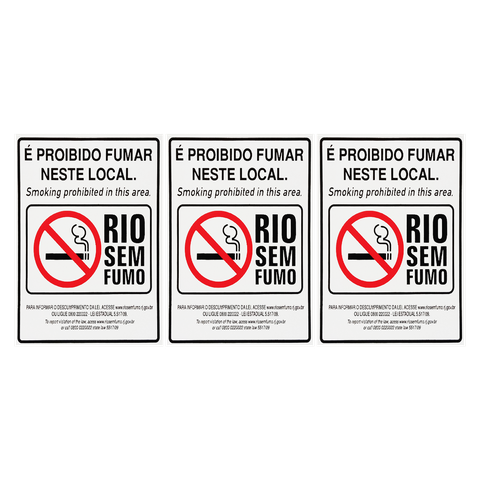 Combo 6 Placas De Sinalização É Proibido Fumar Neste Local Rio Sem Fumo 20X25 Acesso - P-5/4 F9e
